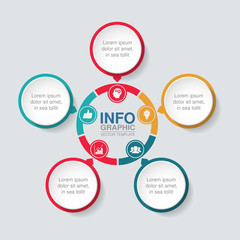 Vector infographic template forcirculxr diagram, graph, presentation, chart, business concept with 5 options.