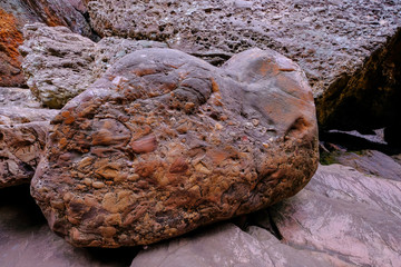 Conglomerate stone rock formation at Cachoeira Da Primavera, Spring Waterfall, Chapada Diamantina,...