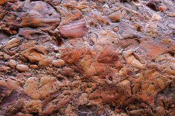 Conglomerate stone rock formation at Cachoeira Da Primavera, Spring Waterfall, Chapada Diamantina, Lencois, Brazil