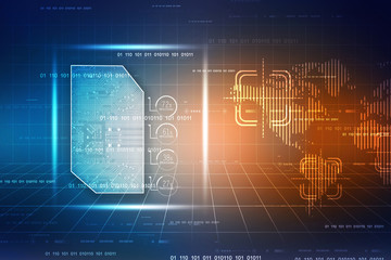 2d illustration Abstract futuristic electronic circuit technology background
