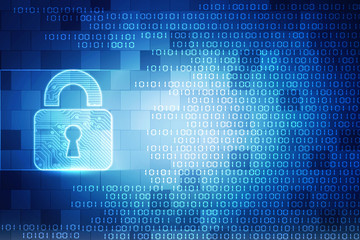 2d illustration Safety concept: Closed Padlock on digital background
