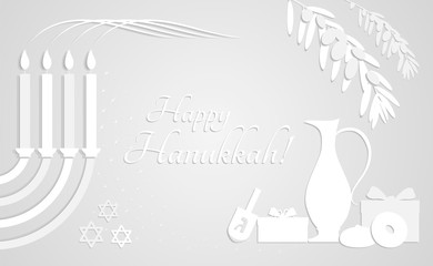 Greeting card for holiday of Hanukkah the white design