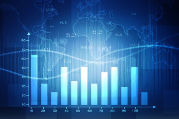 2d rendering Stock market online business concept. business Graph 