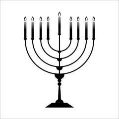 Fototapeta premium Vector symbol of Menorah for Hanukkah is isolated on white