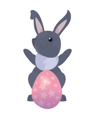cute rabbit and egg easter