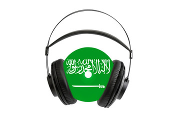 Photo of a headset with a CD with the flag of Saudi Arabia