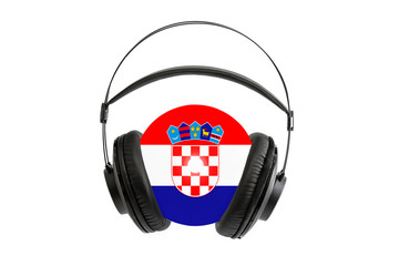 Photo of a headset with a CD with the flag of Croatia