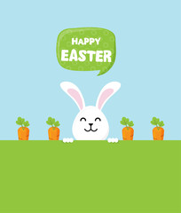 Cute Easter bunnies happy Easter sign- Vector