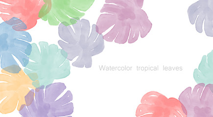 Hand painted watercolor tropical leaves