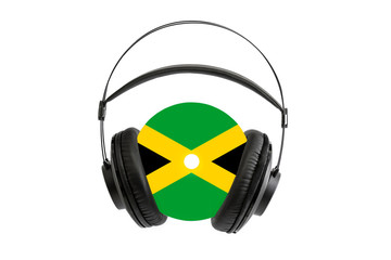 Photo of a headset with a CD with the flag of Jamaica