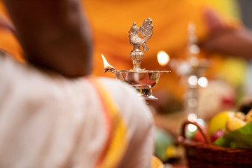 Oil lamp, Diwali , Hindu festival , royal Rajasthan, India	