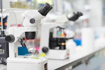 Close up of microscope at the blood laboratory, Concept Science and Technology