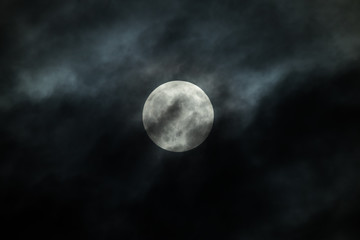 Naklejka na ściany i meble Full Moon and clouds on the night sky 