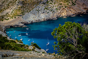 Cala Fornell in Balearic islands, in Spain