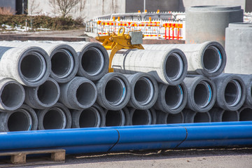 Concrete drainage sewer, gutters pipes for industrial building construction