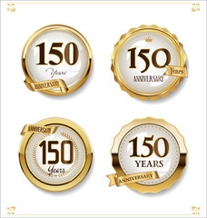 Anniversary golden labels retro vintage design collection 