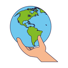 Hand holding world earth