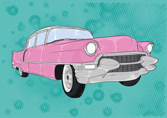 różowy cadillac, caddy, pink,cartoon