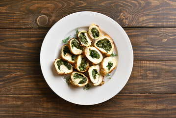 Stuffed chicken fillet with spinach and cheese