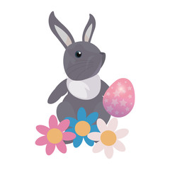 cute bunny and egg painting easter