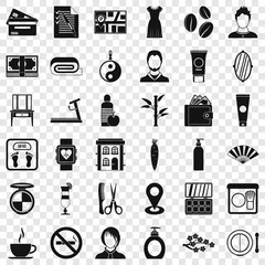 Hairdressing tool icons set. Simple style of 36 hairdressing tool vector icons for web for any design