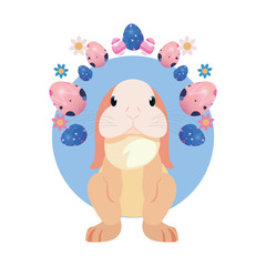 cute bunny and eggs painting easter
