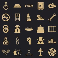 Sports nutrition icons set. Simple set of 25 sports nutrition vector icons for web for any design