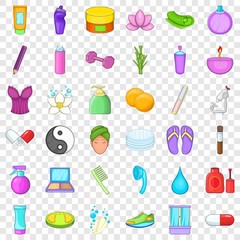 Hair style icons set. Cartoon style of 36 hair style vector icons for web for any design