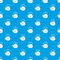 Fototapeta na wymiar Kettle vintage pattern vector seamless blue repeat for any use