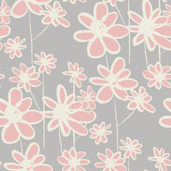 Wildflowers hand drawn seamless pattern