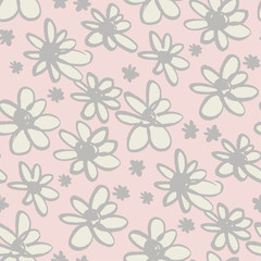 Daisy flowers sketch seamless pattern