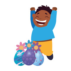 boy with easter eggs