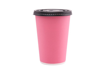 Pink paper cup isolated.
