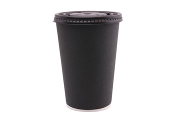 Black paper cup  isolated.