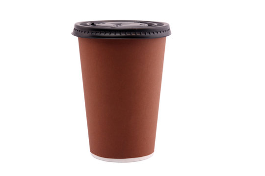 Brown paper cups isolated.