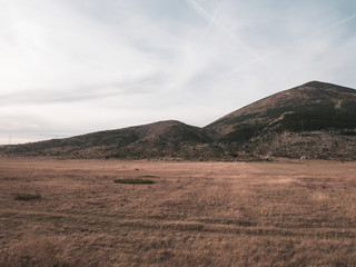 Empty field on mountain