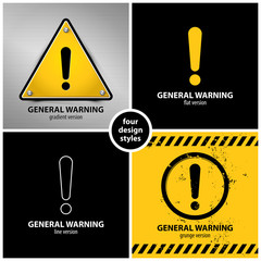 set of general warning symbols