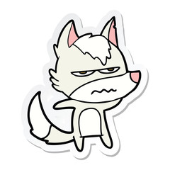 sticker of a cartoon annoyed wolf