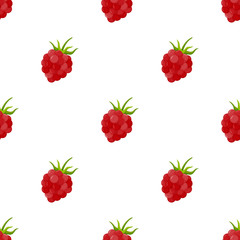 Seamless pattern with raspberry on white background