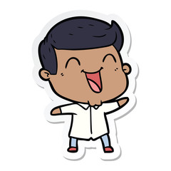 sticker of a cartoon man laughing