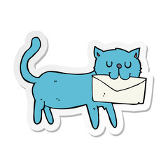sticker of a cartoon cat carrying letter