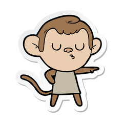 sticker of a cartoon calm monkey