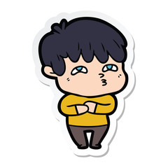 sticker of a cartoon curious man