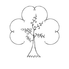 decorative tree. hand-drawn vector illustration on white background