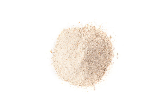 Rye flour isolated on white background.