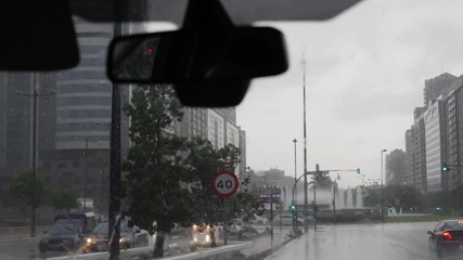 Rainy day from the inside of a car