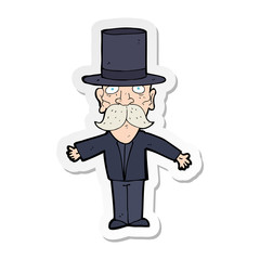 sticker of a cartoon man wearing top hat