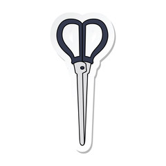 sticker of a quirky hand drawn cartoon scissors