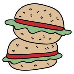 quirky hand drawn cartoon veggie burger