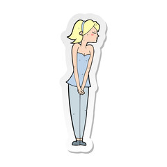 sticker of a cartoon pretty woman